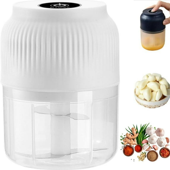 Electric Garlic Chopper, Mini Portable Veggie Chopper, Veggie Chopper With Container And Lid, Mini Garlic Chopper Usb Rechargeable,Portable Electric Mini Food Chopper For Garlic, Onion, Ginger, Chill