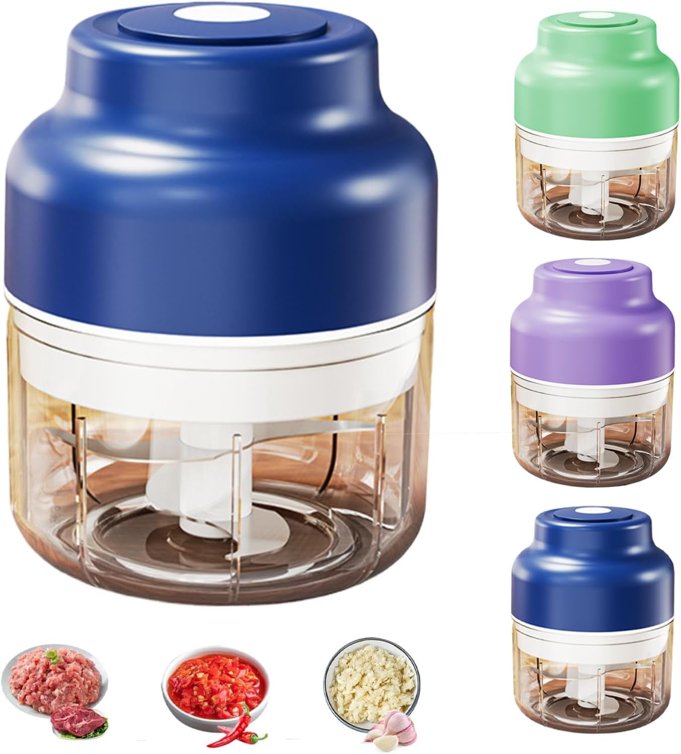 Electric Garlic Chopper,Mini Portable Veggie Cutter, USB Charging Wireless Food Processor for Mashing Onion, Chili, Ginger