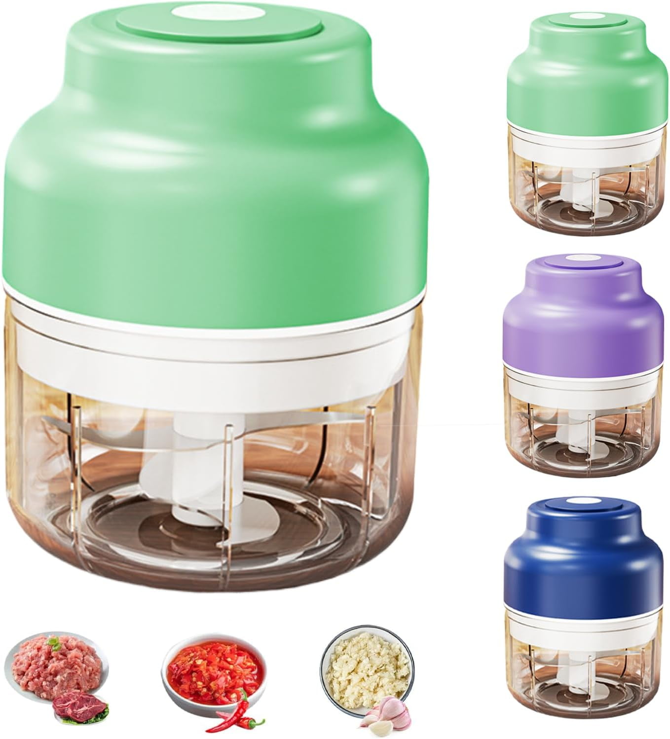 Electric Garlic Chopper,Mini Portable Veggie Cutter, USB Charging Wireless Food Processor for Mashing Onion, Chili, Ginger