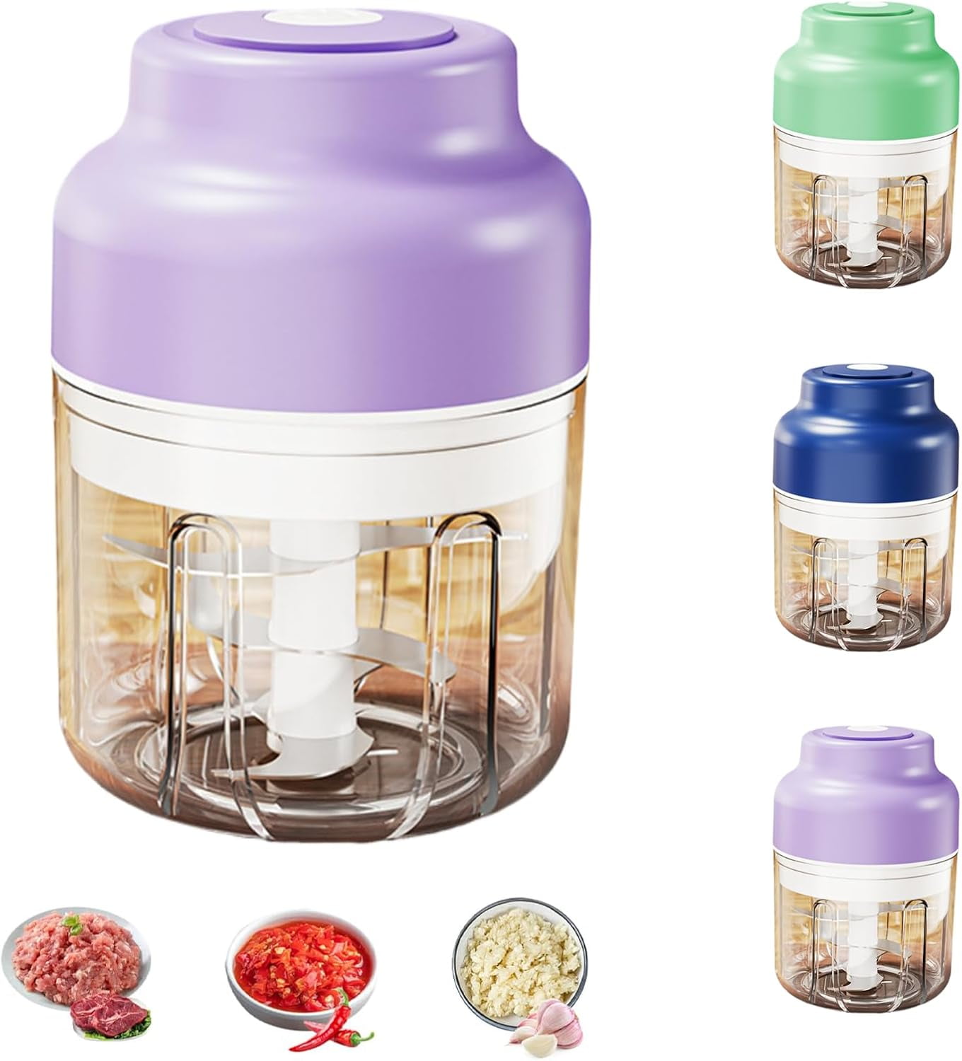 Electric Garlic Chopper,Mini Portable Veggie Cutter, USB Charging Wireless Food Processor for Mashing Onion, Chili, Ginger