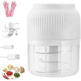 thumbnail image 1 of Electric Garlic Chopper, Mini Portable Veggie Cutter, USB Rechargeable Chopper with Stainless Steel Blades, Mini Kitchen Helper, Easy to Clean, For Vegetables (White, 6 Blades), 1 of 10