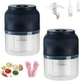 thumbnail image 1 of Electric Garlic Chopper, Mini Portable Veggie Cutter, USB Rechargeable Chopper with Stainless Steel Blades, One-Touch Mini Kitchen Helper, Easy to Clean, For Vegetables (Blue*2, 4 Blades), 1 of 10