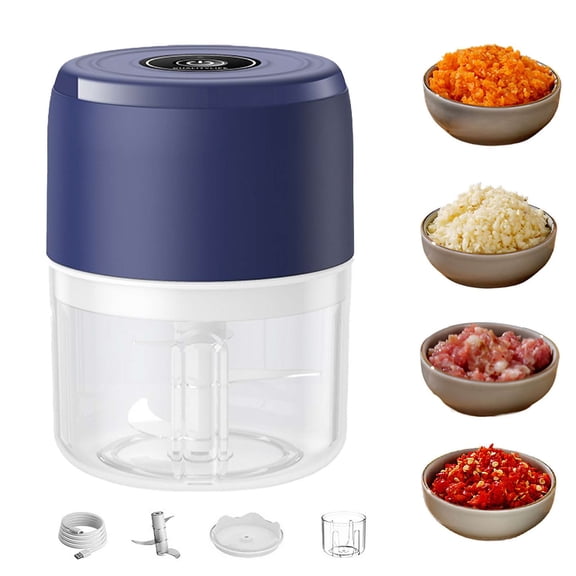 Electric Garlic Chopper, Portable Mini Food Processor for Garlic Onion Ginger Nuts, USB Rechargeable Cordless GarlicCrusher, Small Vegetable Chopper with 250ml Bowl for Kitchen Travel Camping
