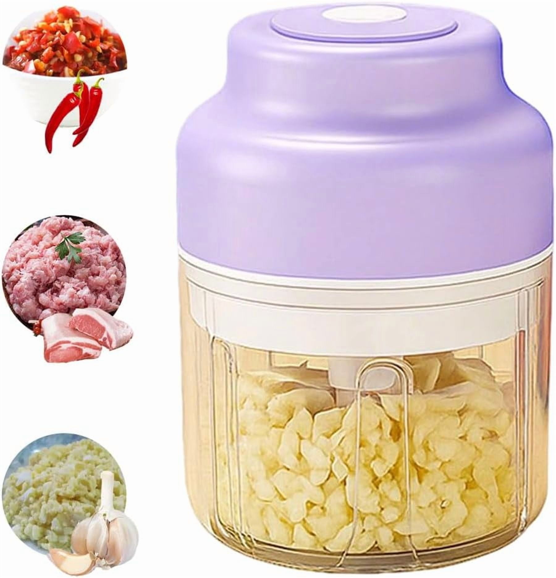 Electric Garlic Chopper，Portable Vegetable Chopper, Rechargeable, Food Processor, Suitable for Ginger, Chili Peppers, Fruits, and Meats
