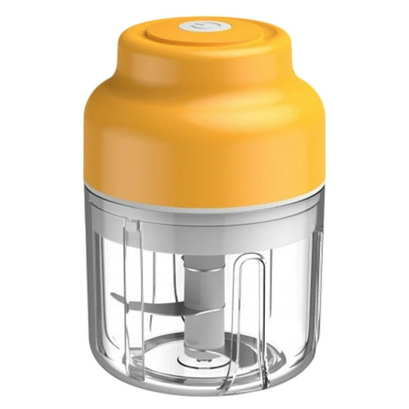 Electric Garlic Chopper,Small Portable Veggie Chopper,Cordless Small Chopper With Usb Rechargeable,Garlic Grinder Masher,Wireless Garlic Processor for Onion, Fruit, Meat,(Yellow,300 ML)