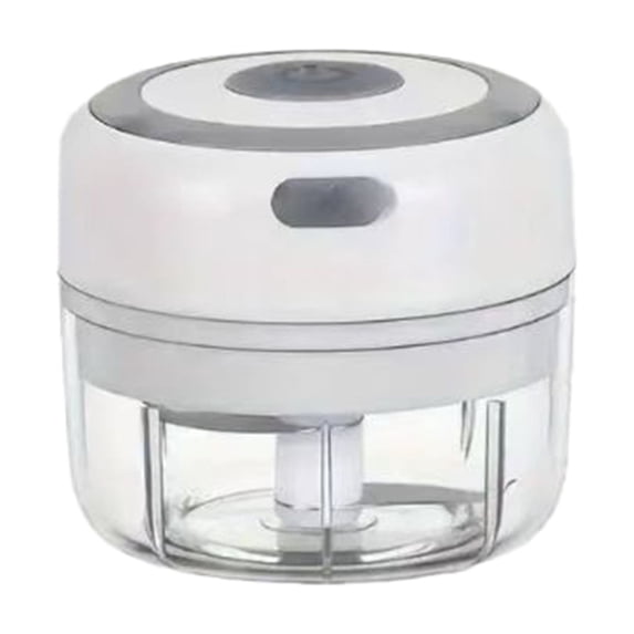 Electric Garlic Masher 3.38 Oz Wireless Portable Food Processor 2 Blade Multi Functional Meat Grinder for Home Kitchen Picnic White