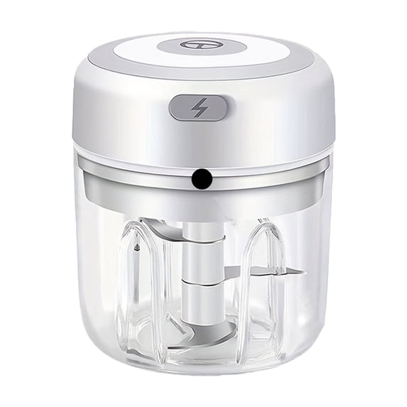 Electric Garlic Masher 8.45 Oz Wireless Portable Food Processor 3 Blade Multi Functional Meat Grinder for Home Kitchen Picnic White