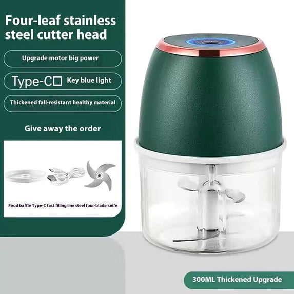 Electric Garlic Masher & Mincer with 1200mAh Battery, 6-Blade Stainless Steel Grinder for Ginger, Nuts, Meat, Fast USB Charging, Includes 1 Masher