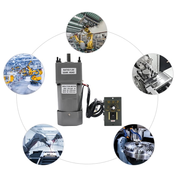 Electric Gear Motor, 90W 110V Reversible AC Gear Electric Motor Adjustable Speed 1:20K Single-Phase Geared Motor Electric Variable Speed Controller 0-67 RPM