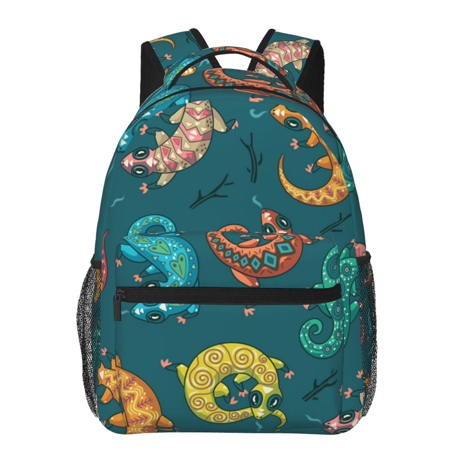 Electric Gecko Lizards Psychedelic Backpack Casual College Bag Zipper ...