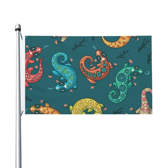 Electric Gecko Lizards Psychedelic Flag 3X5 Ft Garden Yard House Flags Banner Sign Outdoor Indoor Party Home Garden Decoration
