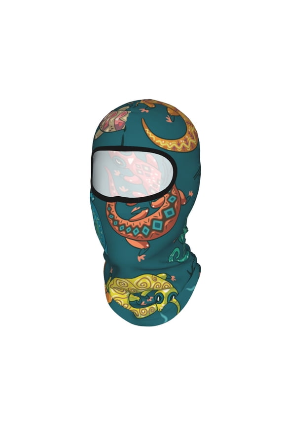Electric Gecko Lizards Psychedelic Unisex Balaclava Ski Mask Full Face Cover for Cold Weather & UV Protection, Breathable Cooling Helmet Liner