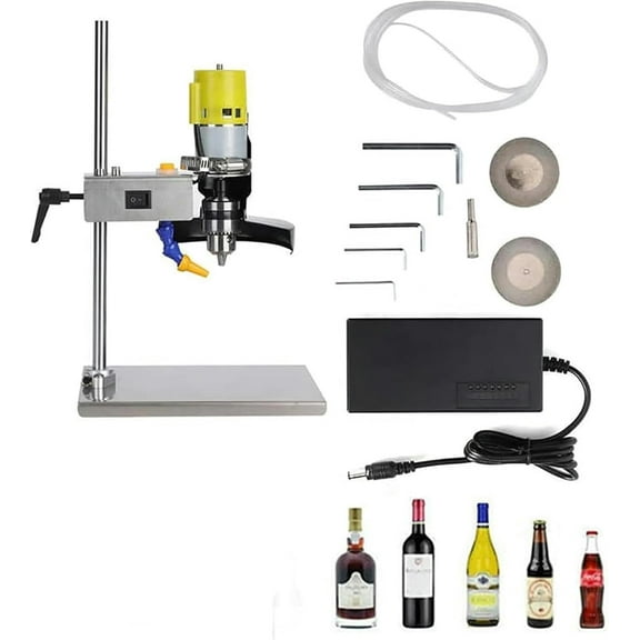 Electric Glass Bottle Cutter Machine Kit, 2000-6000r/min Speed Adjustable, Glass Craft Cutting Tool, for DIY Bottles, for Round Bottles Decoration