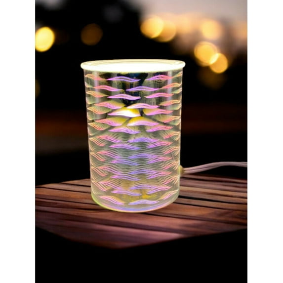 Electric Glass Tart Warmer with 3D Art-Waves, Bedroom Decor, Bathroom Decor, Gift for Her