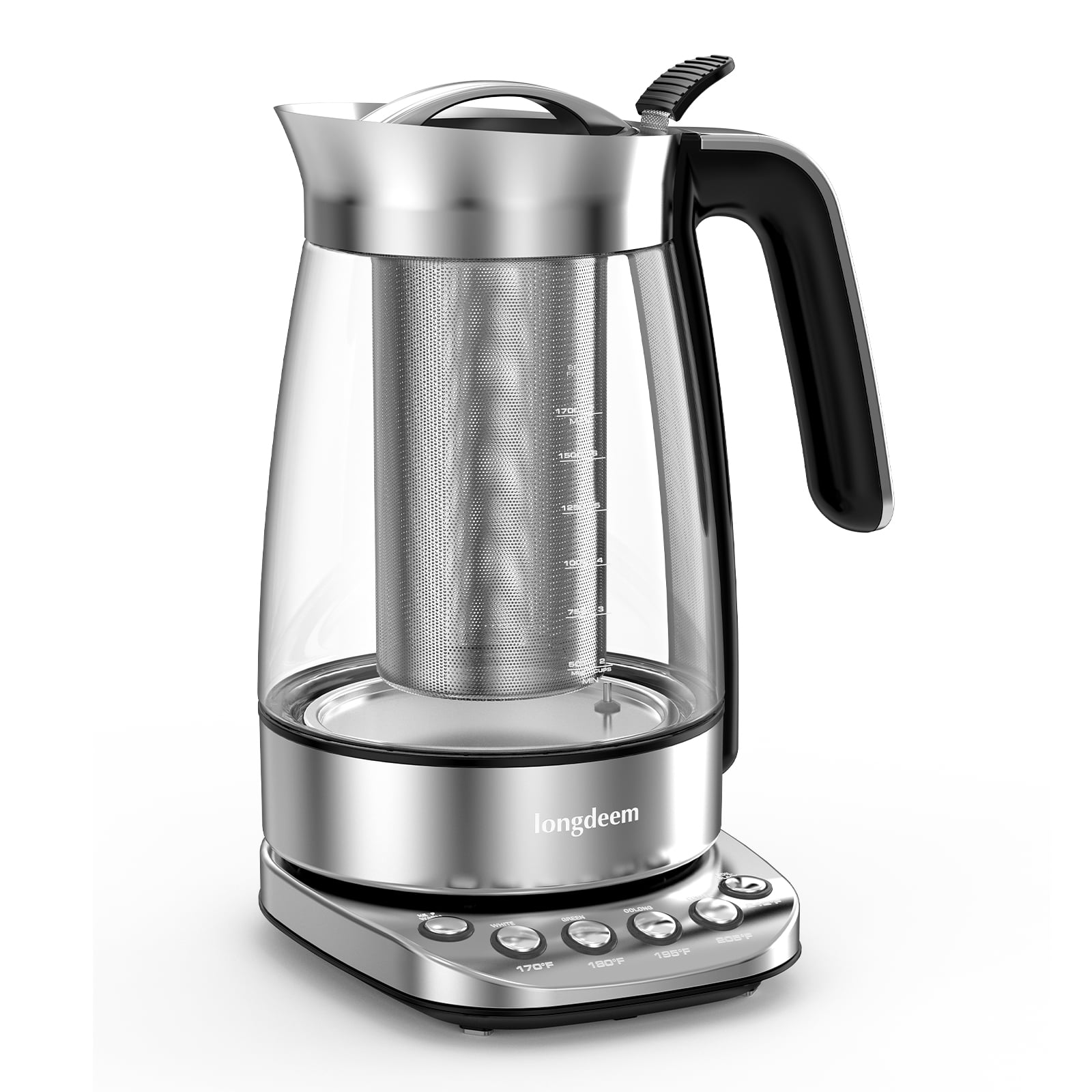 Electric Glass Tea Kettle with Infuser, 1.7L Fast Boiling, Stainless