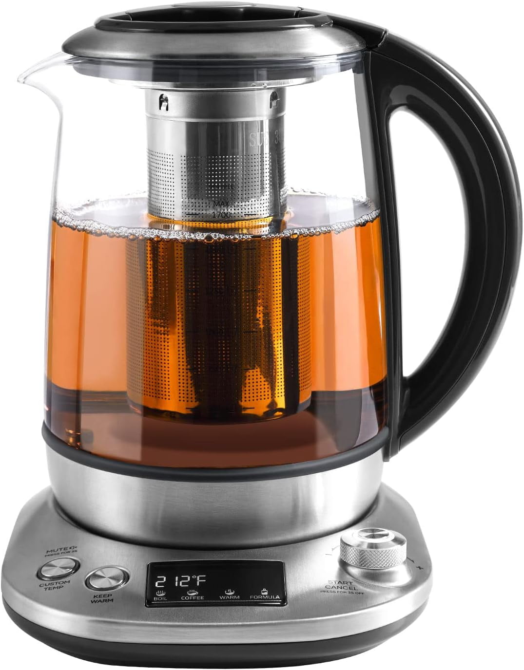 Electric Glass Tea Maker With Temperature Control and Infuser - LCD ...