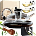 thumbnail image 1 of Electric Glass Teapot with Warmer - 20 Oz Glass Electric Tea Kettle with Infuser, 9-Temperature | 1000w Heating Ceramic Stove, TeaPot Set with Infuser for Loos Tea & Coffee, 1 of 7