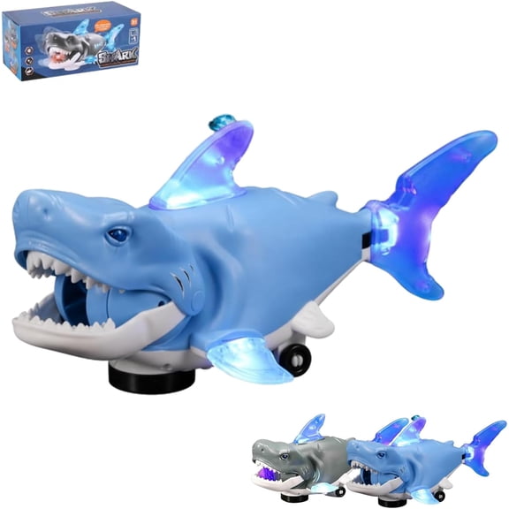 Electric Glowing Swivel Shark, Remote Controll Smart Sensory Explorer Shark, Rechargeable Wiggle Electric Fish with LED Lights, 360° Multi-Joint Wobble Motion Obstacle Avoidance (Blue-Rechargeabl)