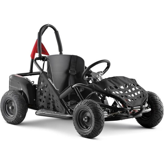 Electric Go Kart, 48V Powered Ride On Car, Steel Tubular Frame, Seat Belt, 13 inch All-Terrain Tires, Parental Speed Control, Max 20 Mph (Black)