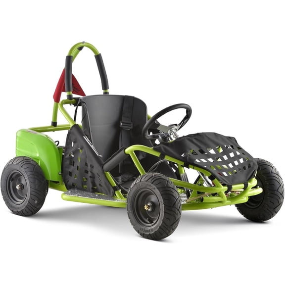 Electric Go Kart, 48V Powered Ride On Car, Steel Tubular Frame, Seat Belt, 13 inch All-Terrain Tires, Parental Speed Control, Max 20 Mph (Green)
