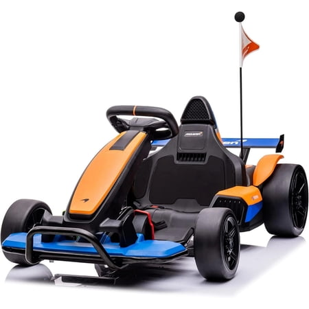 Electric Go Kart, Licensed Mclaren Drift Cart, 24v 8mph Ride on Racer, 2 Speeds Drift Kart with Music