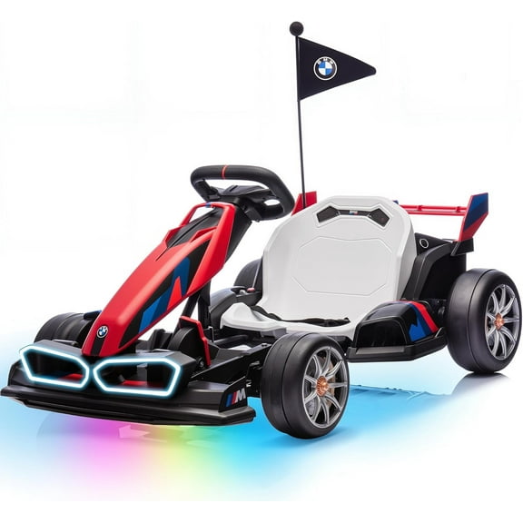 Electric Go Kart for Kids, Cuoote 36V Licensed BMW Drift Kart with Dual 300W Motors, 2 Speed, Drift Mode, LED Lights, Crazy Go Cart for Ages 6-12