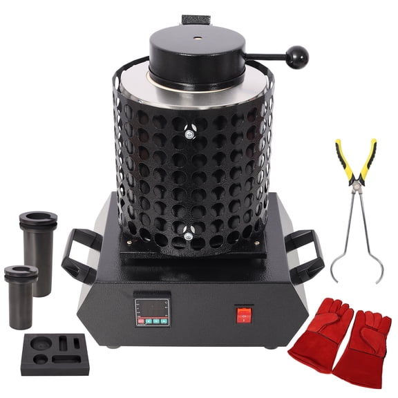 Electric Gold Melting Furnace 1+3 KG, 1800W 1100°C PID Smelter Kiln for Jewelry Casting Precious Metals Gold Silver Copper Aluminum