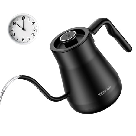 Electric Gooseneck Kettle, 5 Temperature Control, Silent and Insulation Mode, Stainless Steel Inner, Quick Heating for Pour Over Coffee, Brew Tea, Boil Hot Water, 1200W/0.8L (Matte Black)