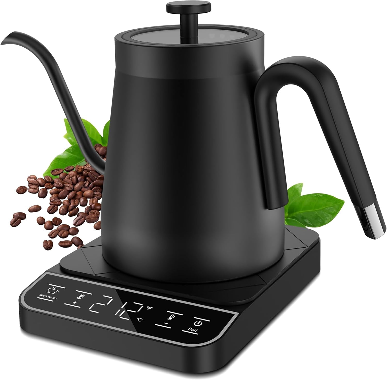Electric Gooseneck Kettle with Digital Temperature Control, ±1℉ Precision Adjustable Pour Over Kettle for Coffee Tea Brewing, Hot Water Boiler