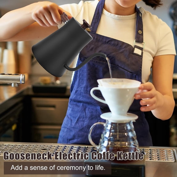 Electric Gooseneck Tea Kettle with Temperature Control, 1200W Electric Coffee Kettle Auto Shut Off Fast Heating, Stainless Steel Smart Water with Timer for Brew Tea, Boil Hot Water (Black)