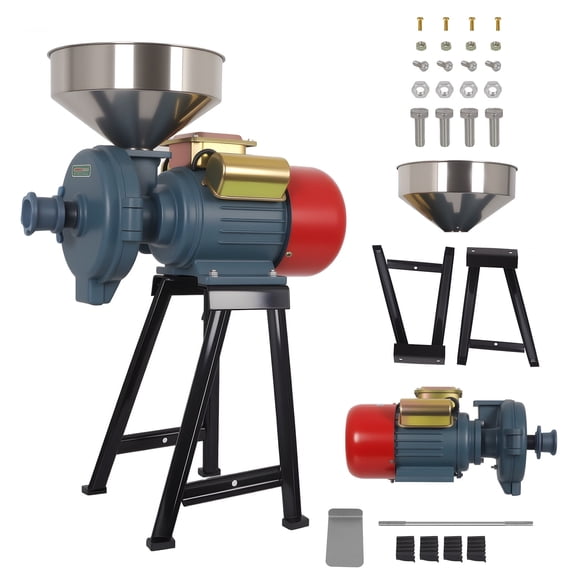 Electric Grain Mill Grinder, 3000W 110V Commercial Electric Feed Mill Dry Grinder with Funnel, Corn Grinder for Cereals, Corn