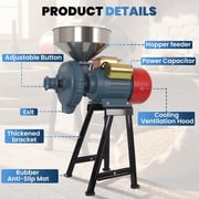 Electric Grain Mill Grinder 3000w 110v with Funnel, Green Adjustable Thickness Flour Mill, Wet Dry Dual Purpose Heavy Duty Grinder, 220 lbs/h for Grain Feed Making