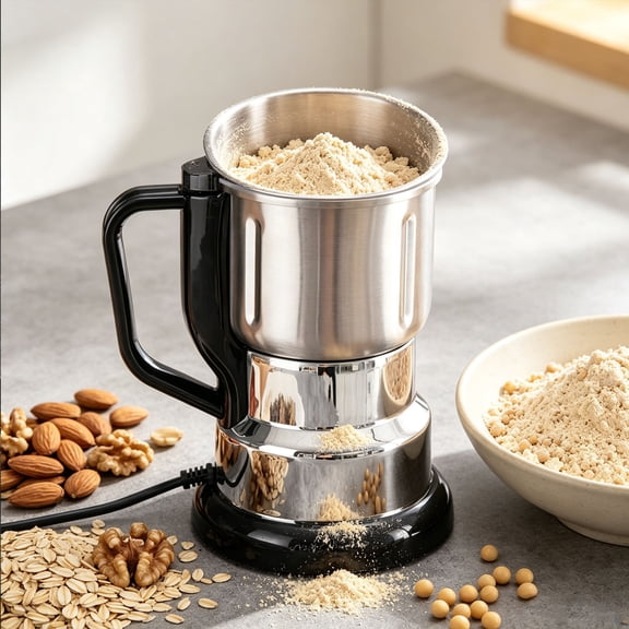 Electric Grain Mill Grinder 304 Stainless Steel Flour Mill Grinder for Home Fit for Grinding Wheat for Grinding Wheat, Corn, Oats, Millet, Coffee Beans