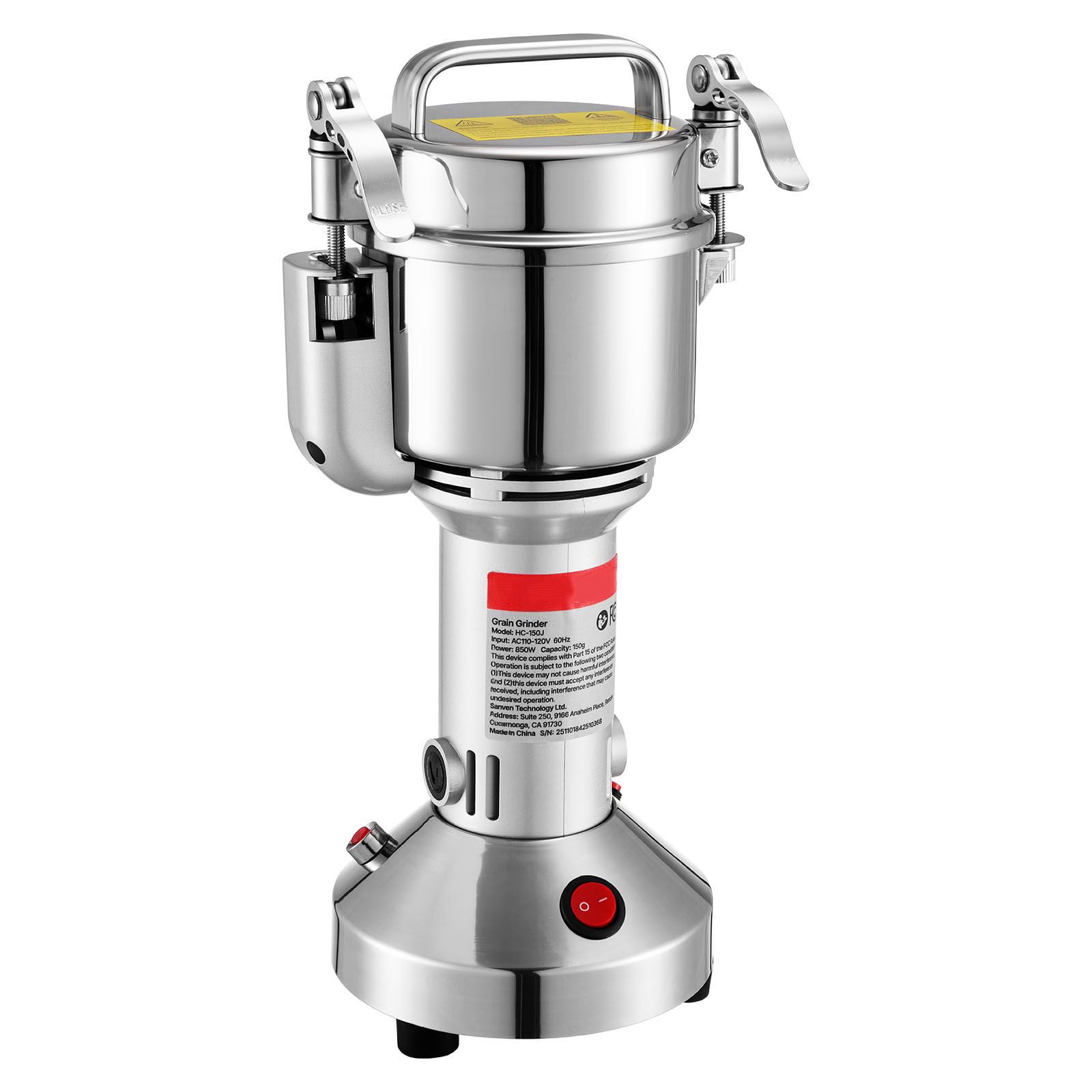 Electric Grain Mill Grinder 850W 28000 RPM Stainless Steel for Dry Grains Spices Coffee