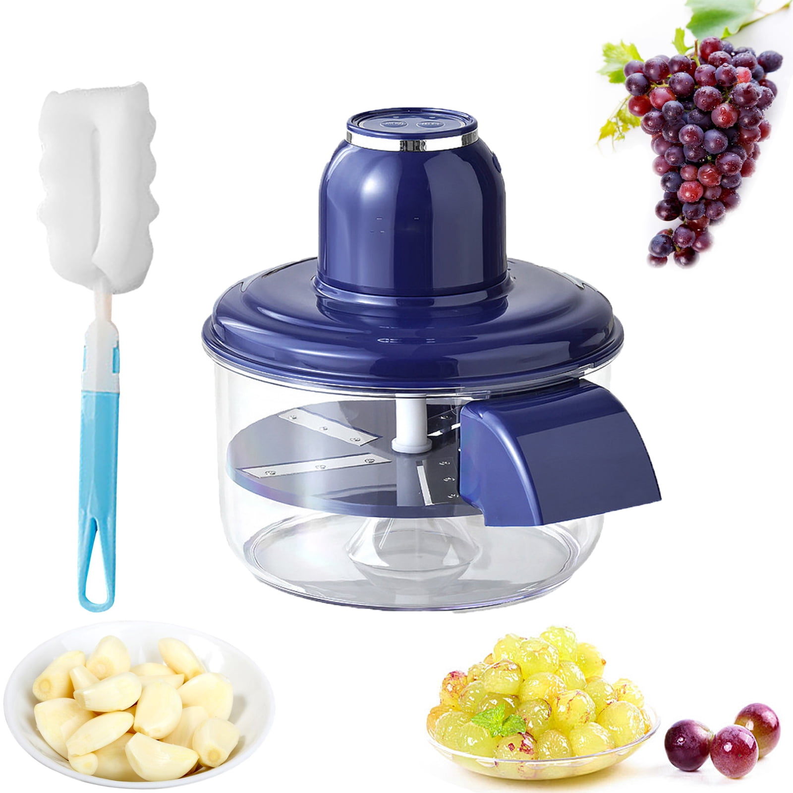 Electric Grape Peeling Machine, 2025 New Automatic Small Fruit Garlic Peeler Machine Cherry Tomato Garlics Peeler Skin Remover Tool (Blue)