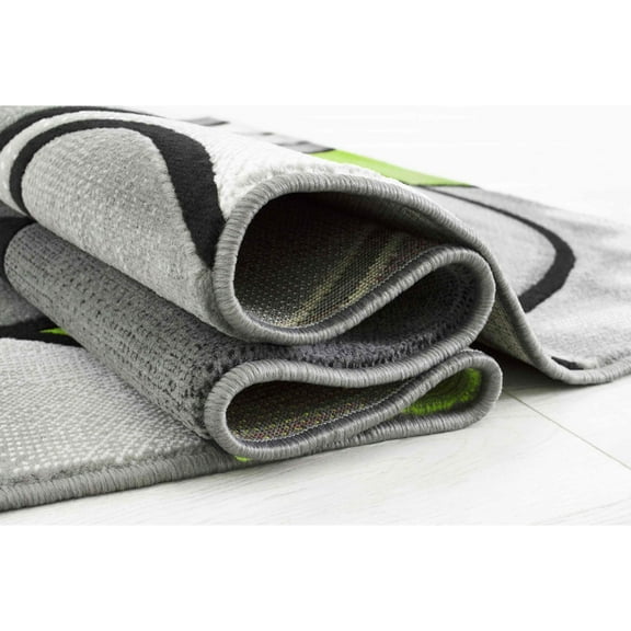 Electric Green/Grey/Silver/Black/Abstract Area Rug Modern Contemporary Flower/Swirls Pattern 5' x 7'