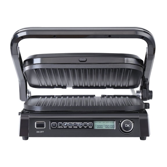 Electric Griddle 14.4 Inch, 1800W Indoor Grill, Stainless Steel Teppanyaki, Non-Stick Plate, Adjustable Temp 0-446F, 7 Programs