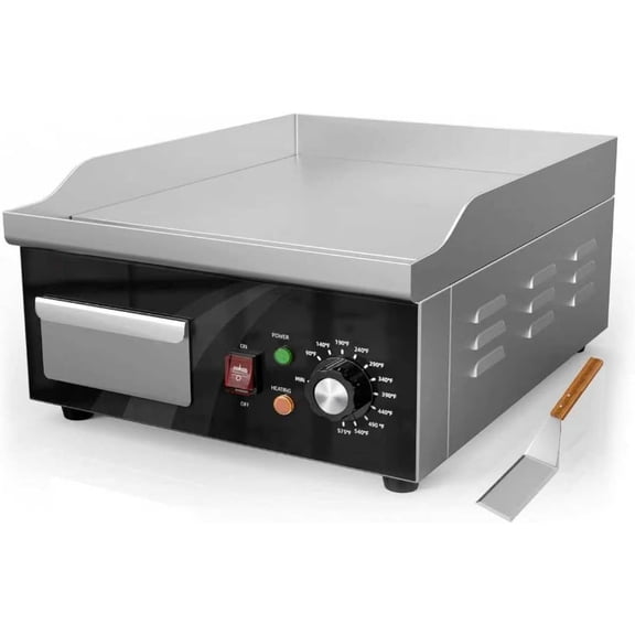 Electric Griddle, 14 Inch Flat Top Grill Commercial Electric Griddles Stainless Steel Adjustable Temperature Control 90-575 for Home or Restaurant Use