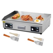 Electric Griddle 29 Inch Stainless Steel Commercial Flat Top Grill, 3000W Non-Stick Countertop Teppanyaki with Dual Temperature Control for Indoor Outdoor