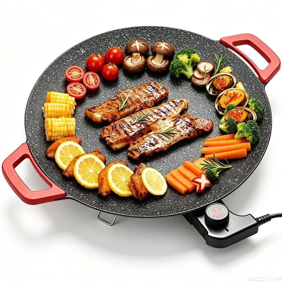 Indoor Smokeless Electric Grill Set, Non-Stick Electric Griddle for Home Use, Compact Multi-Functional Cooker for Steak, Pancakes and Barbecue