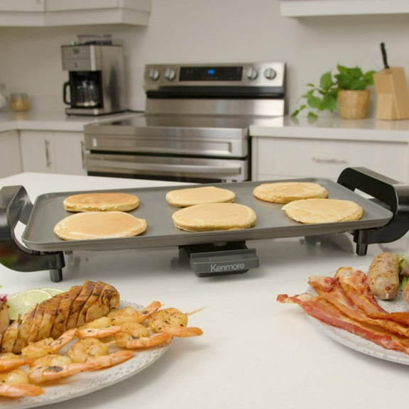 Electric Griddle - Nonstick 10x18" Pan, External Temperature Control, Grill Bacon, Eggs, Pancakes, Crepes, Tortillas, Easy Clean Countertop Cooking Kitchen Appliance Removable Drip Tray