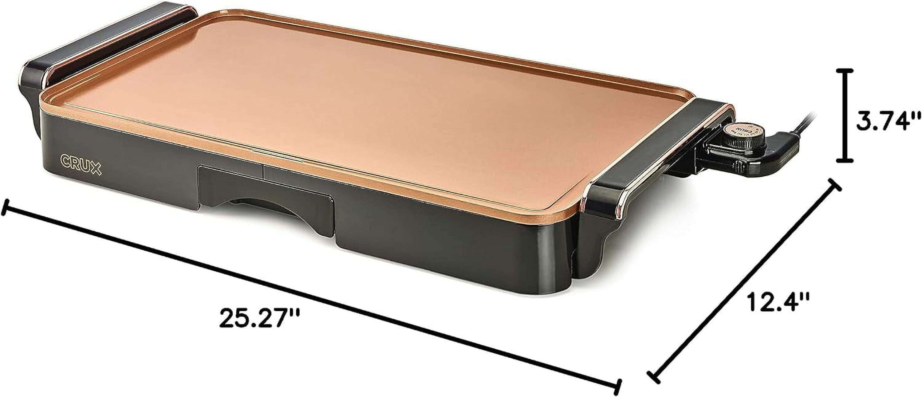 Electric Griddle with Nonstick Ceramic Coating, Cool-Touch Handles, Slide-Out Drip Tray for Breakfast & Burgers