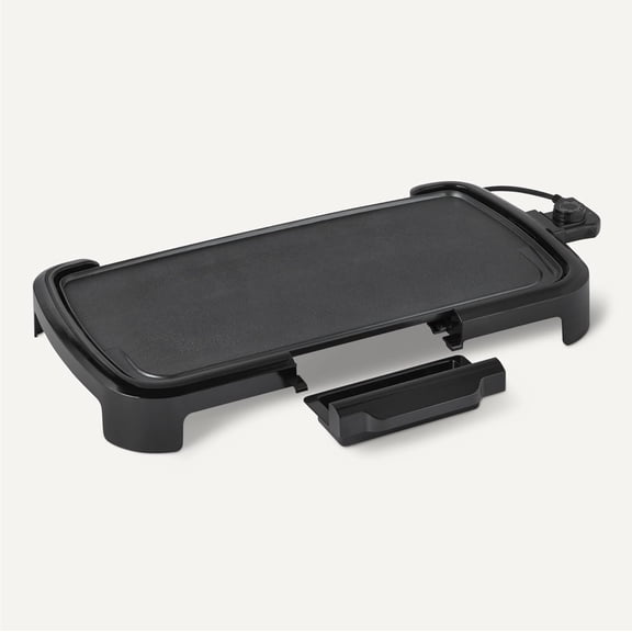 Electric Griddle with Nonstick Ceramic Coating, Flat Grill for Pancake, 10 x 20 inches, Black