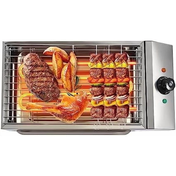 Electric Grill 1800W Commercial Countertop BBQ Grill 122-572 Adjustable Temperature Stainless Steel Portable Indoor Outdoor Grill$$Garden & Patio