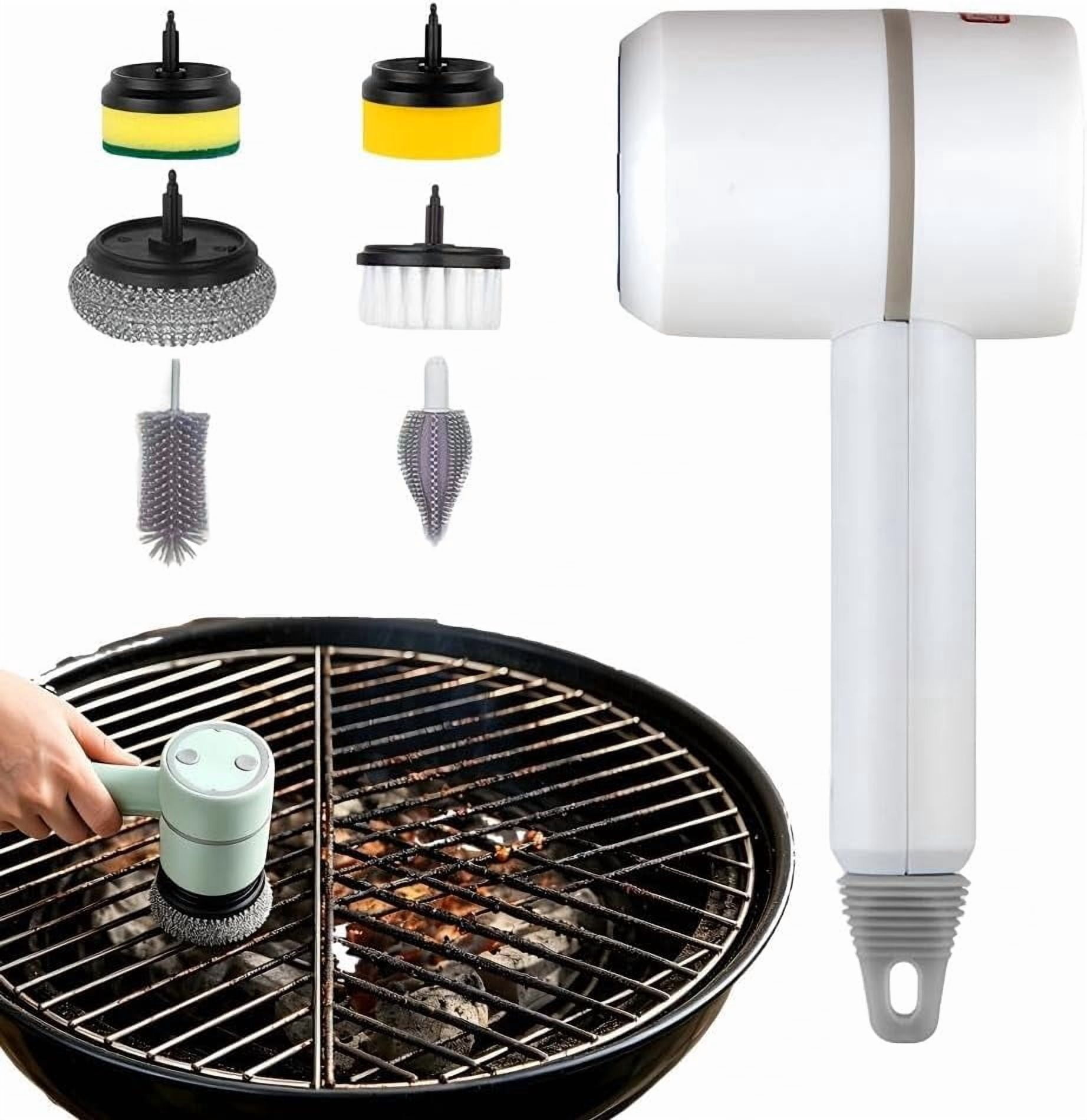 Electric Grill Brush, 6 Heads Power Scrubber for Grill & Home Cleaning (White)