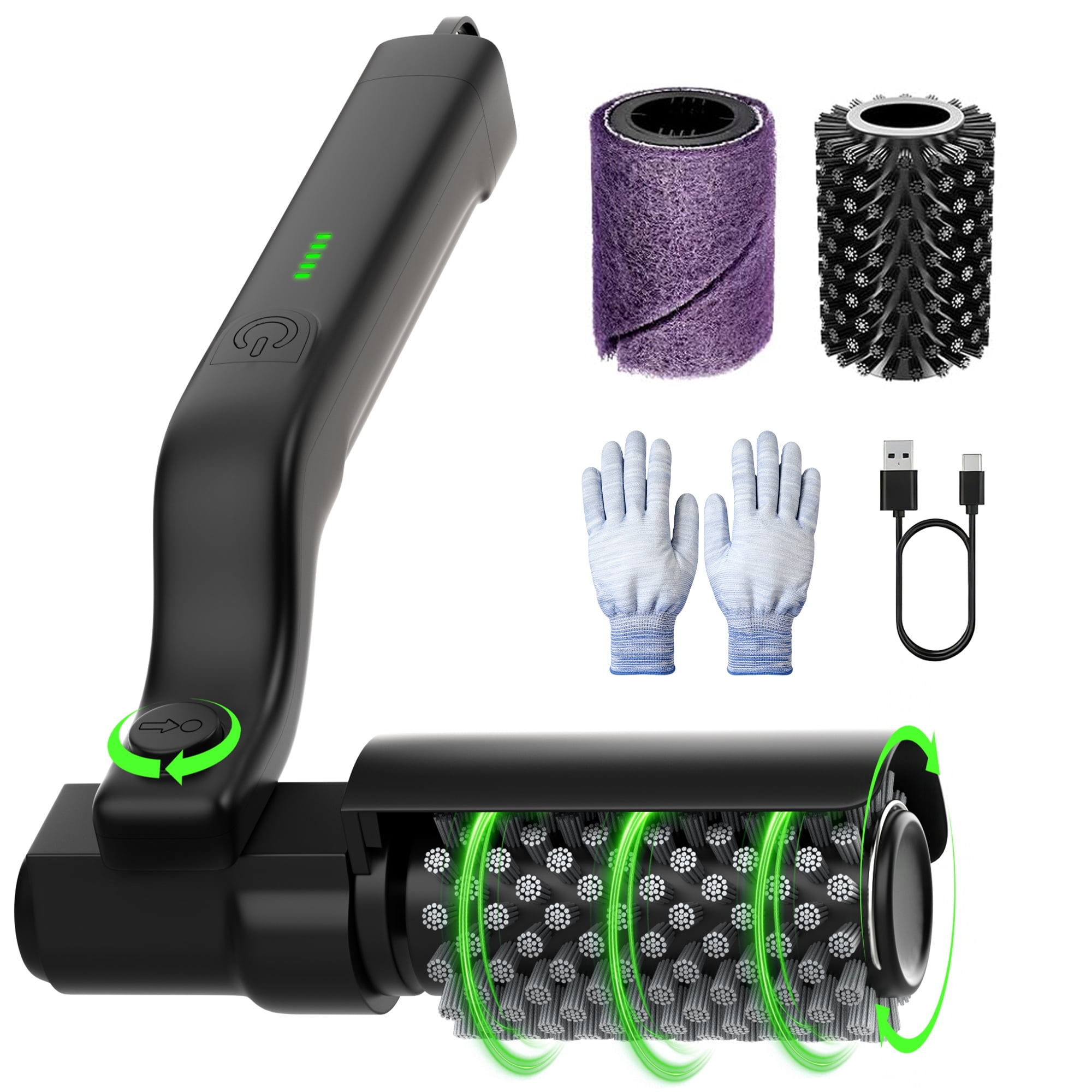 Electric Grill Brush for BBQ, 3-Speed Power Rotary Grill Cleaner with 304 Stainless Steel Anti-Shedding Head, Rechargeable up to 90-Min Runtime, Outdoor Grill Cleaning Tool for Home, Patio, Camping