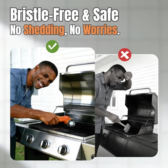 Electric Grill Brush - BBQ Grill Cleaning Tools with 800 RPM Brush Head, 3000mAh Battery and 304 Stainless Steel Bristles, Cordless Rechargeable Grill Cleaner for Outdoor (Orange)