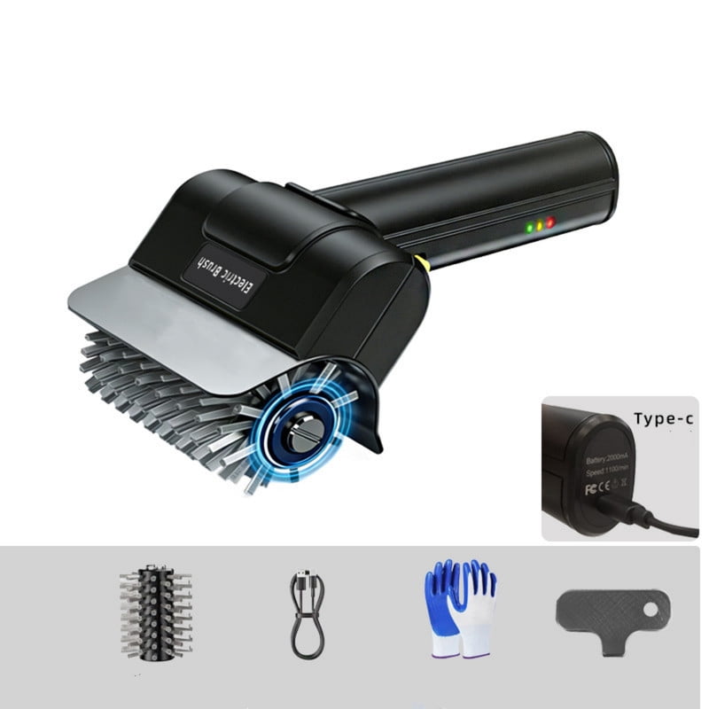 Electric Grill Brush BBQ Scrubber, Cordless IPX7 Waterproof 3-Speed Motorized Cleaner for Outdoor Grill Grates, Includes 1 Brush Head