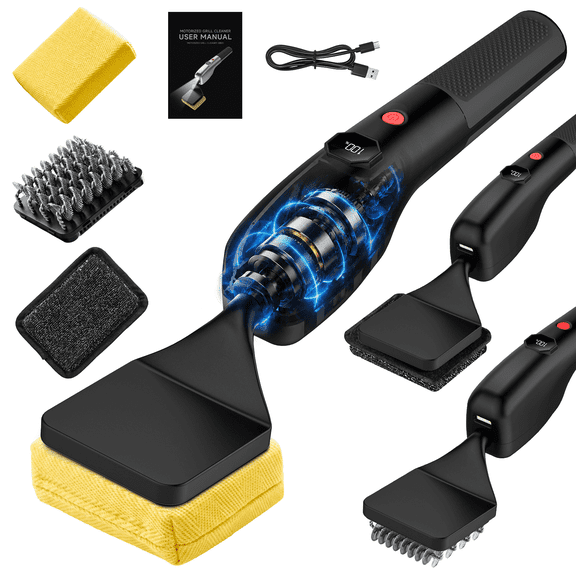 Electric Grill Brush - Bristle Free Grill Brush for Outdoor Grill, Cordless BBQ Grill Cleaner with 3 Heads, Rechargeable 240 Mins Runtime Barbecue Grill Cleaning Brush