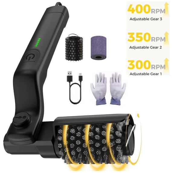 Electric Grill Brush,Cordless Electric Rotary Grill Brush,3-Speed Rechargeable Cleaner with 180° Adjustable Head,Stainless Steel Scrubber for BBQ Grates, Griddles & Smokers,Black
